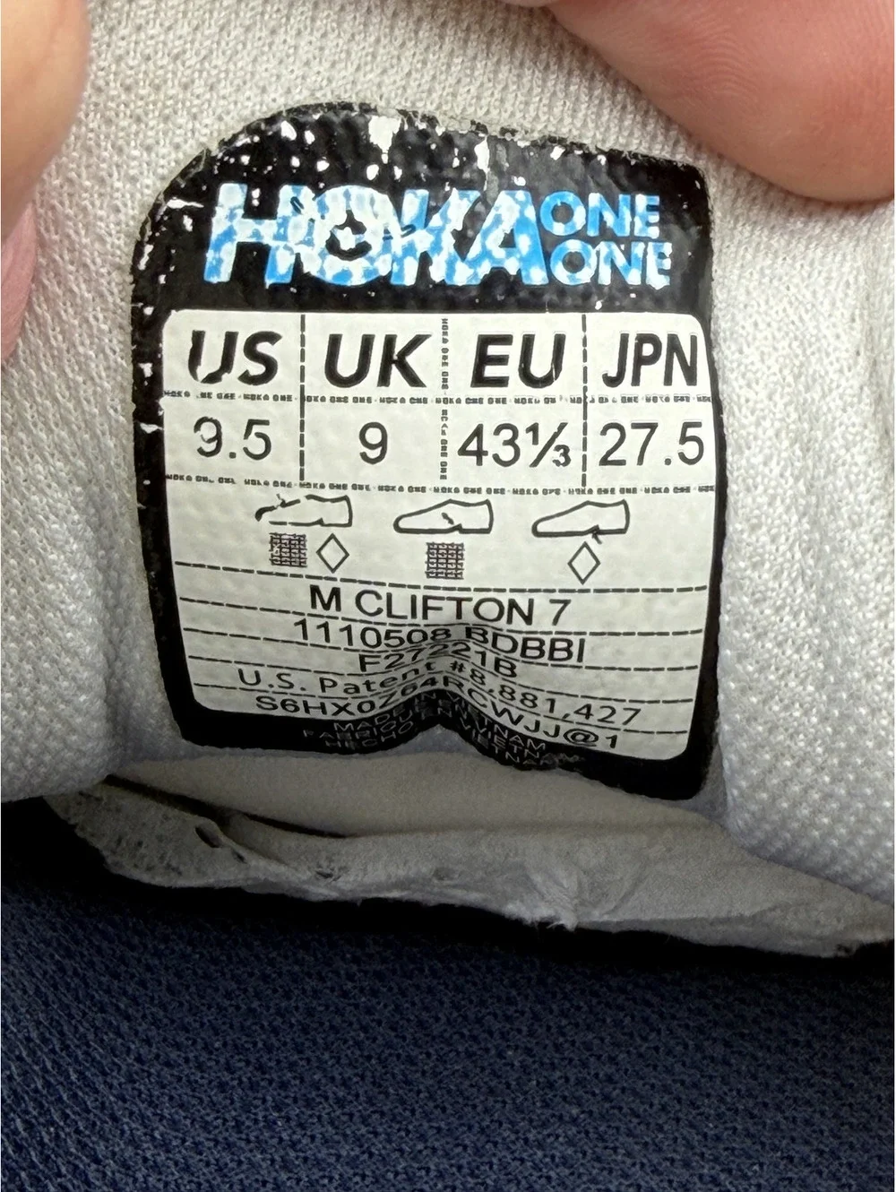 Hoka One One Clifton 7 Running Shoes Men's Size 9.5 US